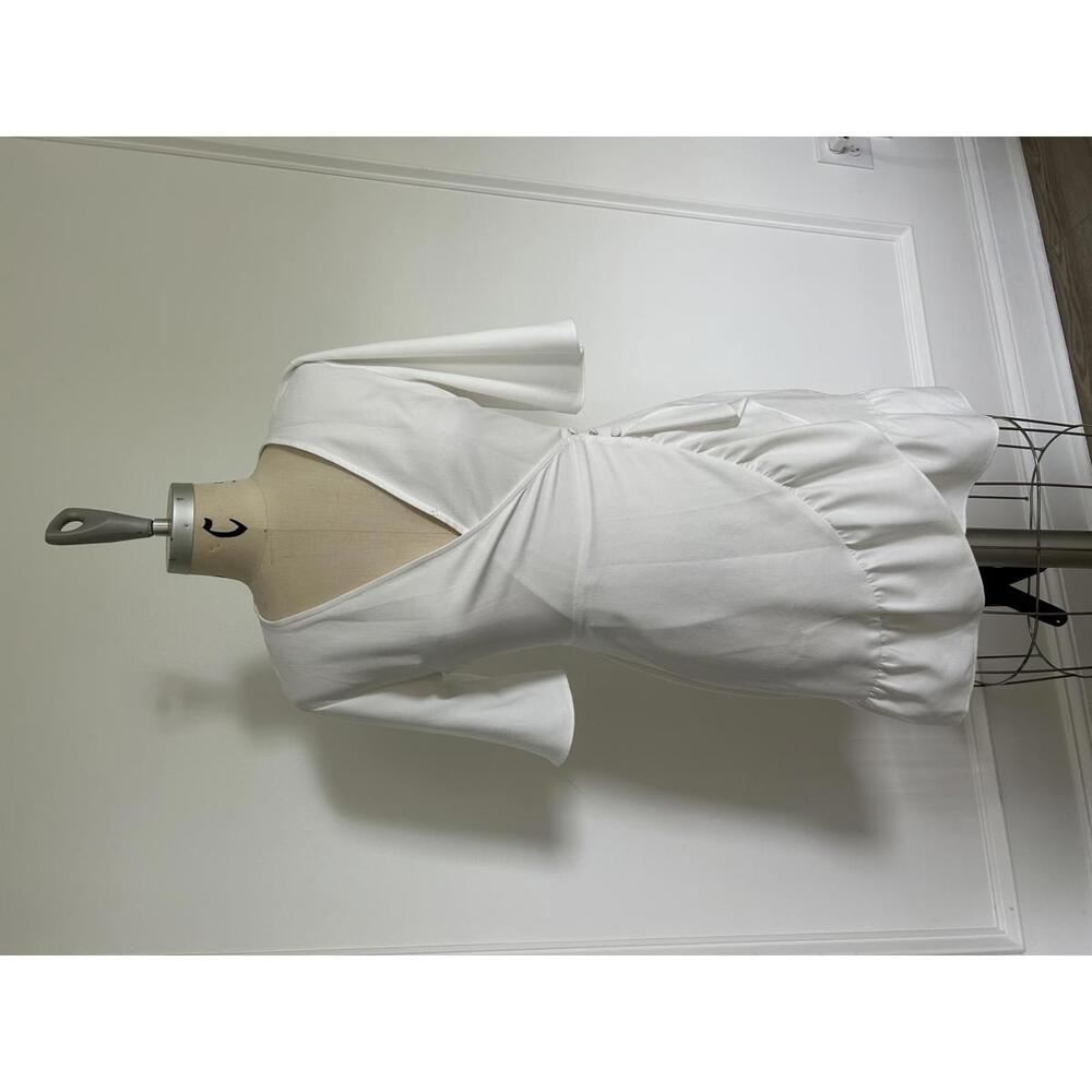 Topshop - Elegant White Wrap Dress with Ruffled Hem, size 6